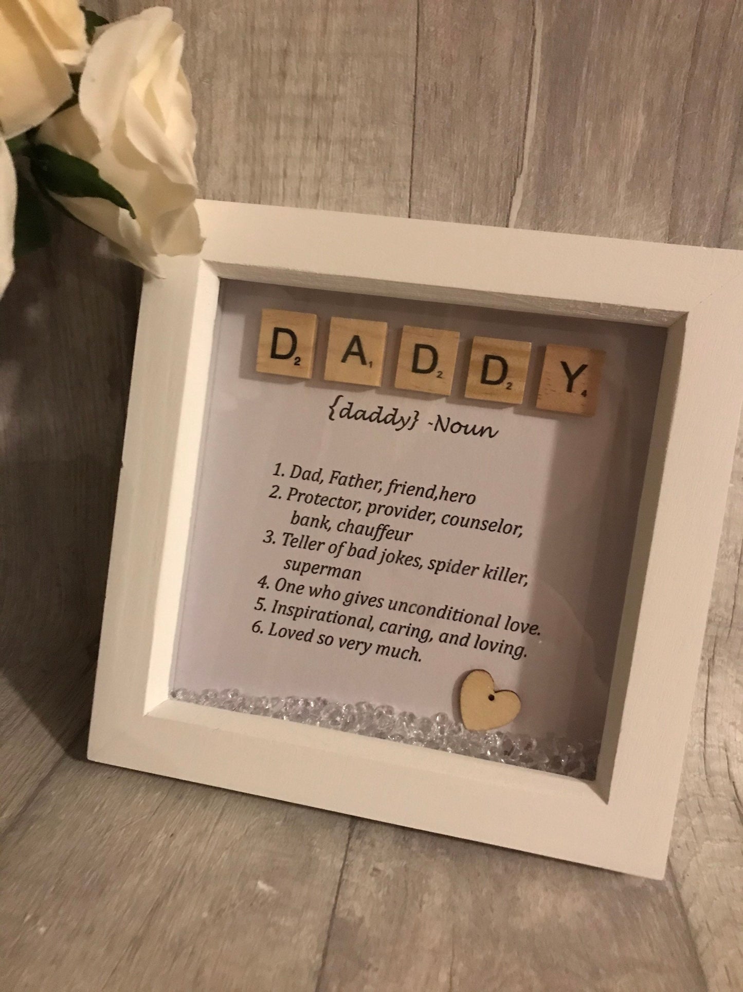 Father’s Day gift, Daddy scrabble frame, Daddy noun frame, Daddy meaning, Dad noun