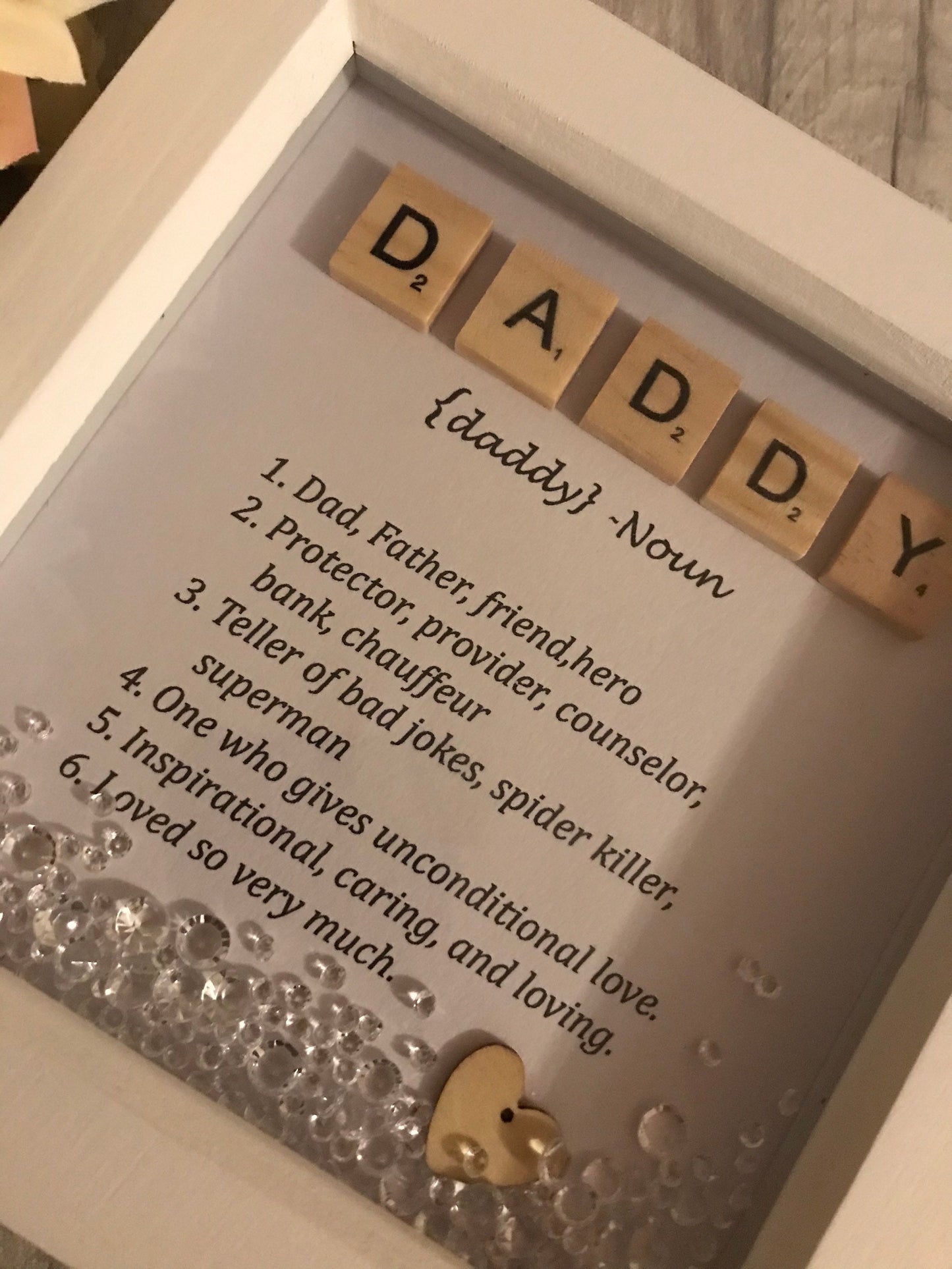 Father’s Day gift, Daddy scrabble frame, Daddy noun frame, Daddy meaning, Dad noun