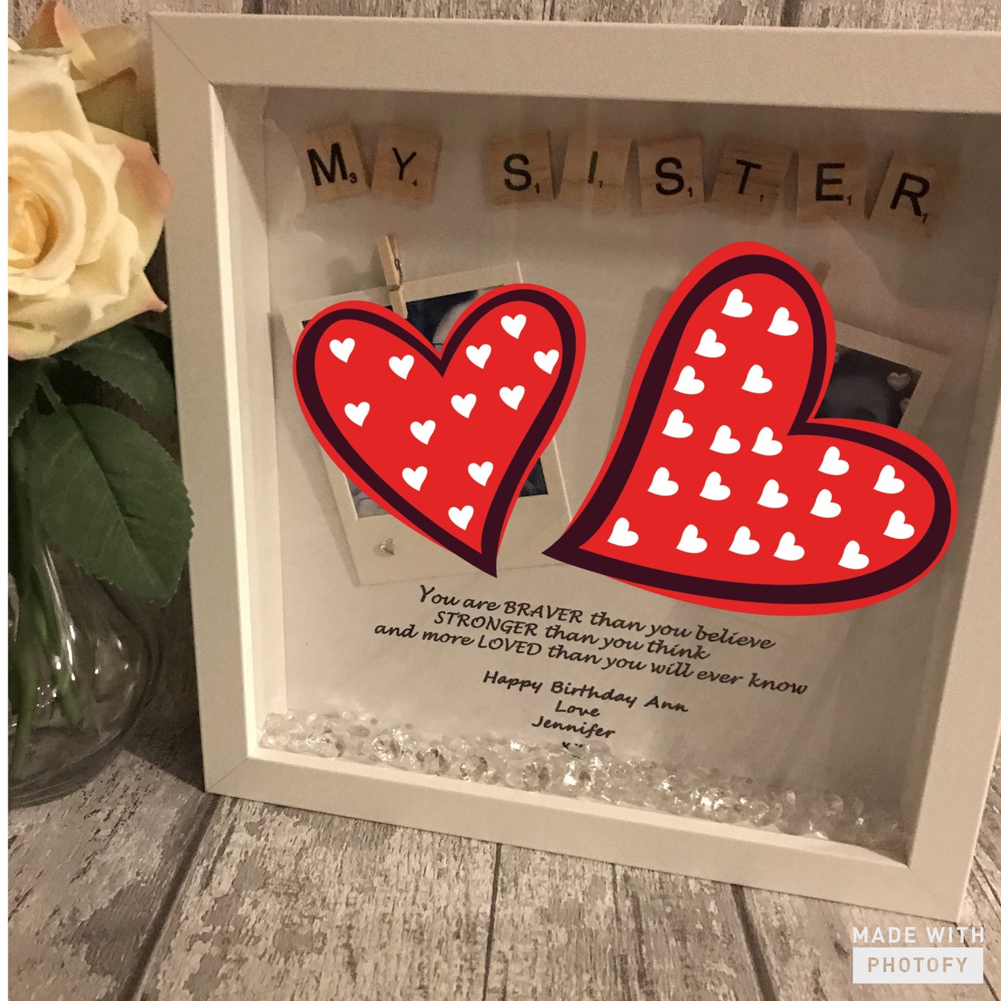 Personalised Sister gift, scrabble box frame for sister, personalised gift for her