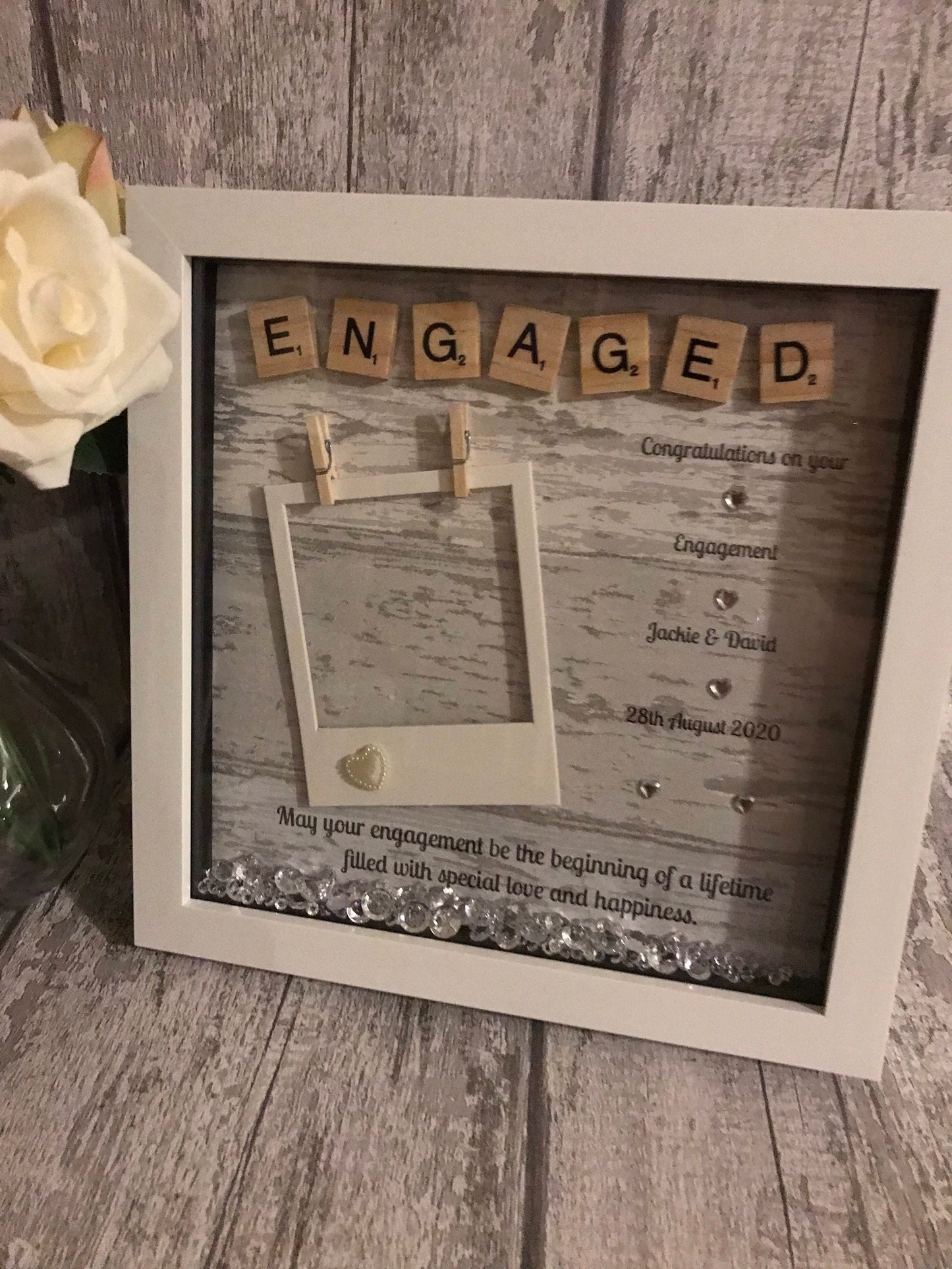 Personalised engagement Gift| Present for Engagement|Scrabble Art|Scrabble Frame, Box frame engagement gift