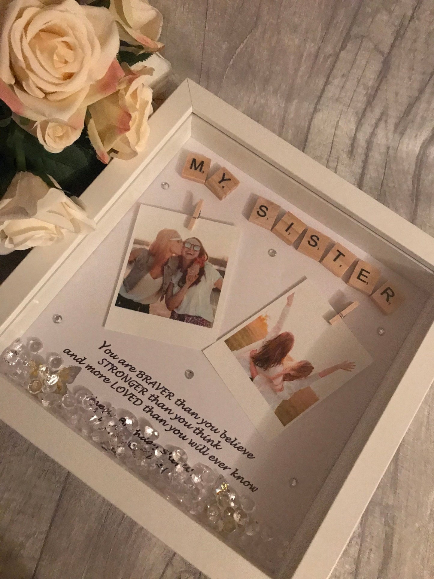 Personalised Sister gift, scrabble box frame for sister, personalised gift for her