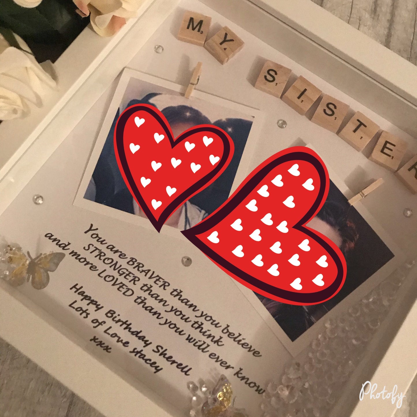 Personalised Sister gift, scrabble box frame for sister, personalised gift for her
