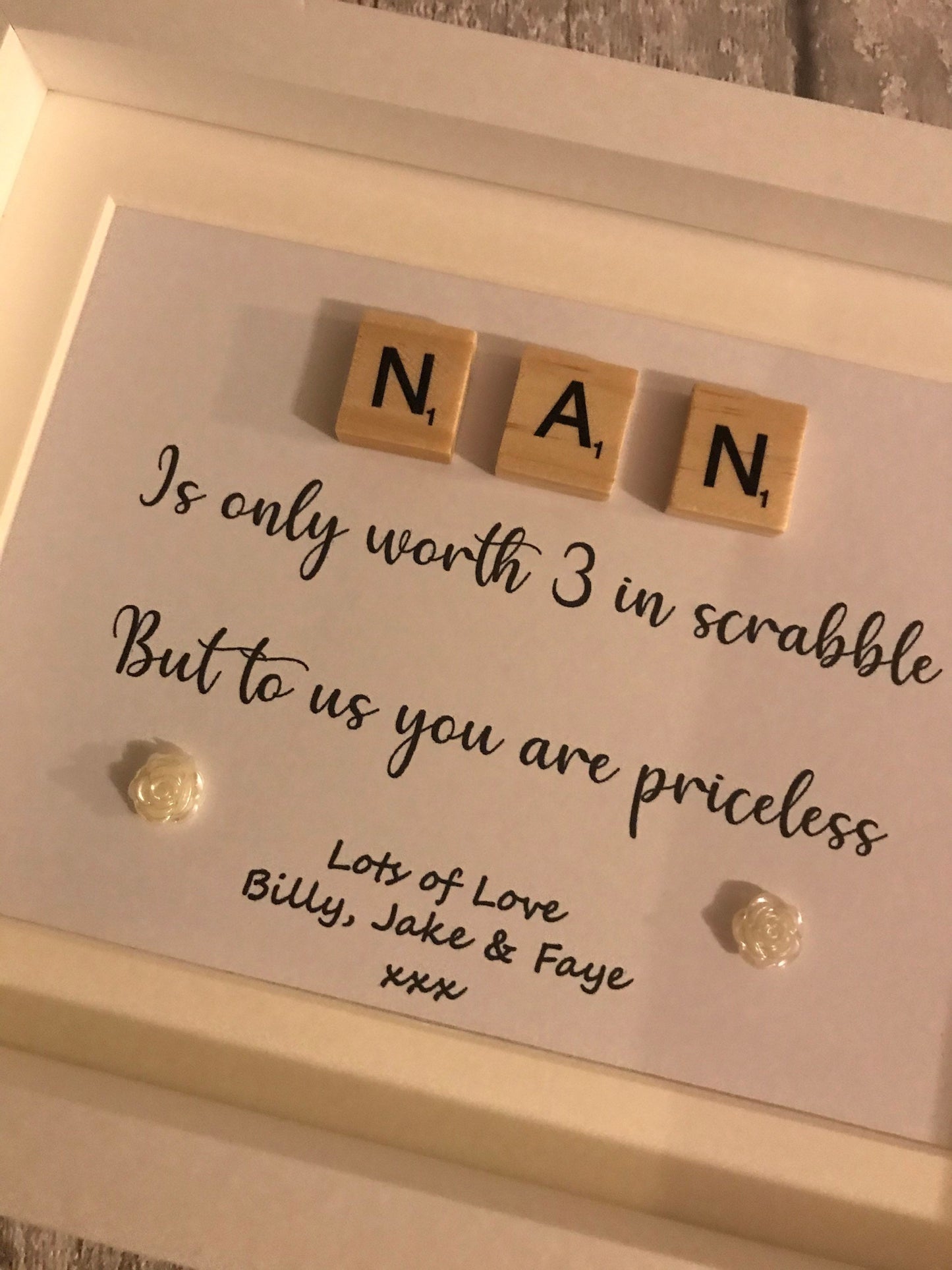 Nanny scrabble frame, Nan Frame, Nanny Frame, personalised nanny gift, Mother’s Day gift.