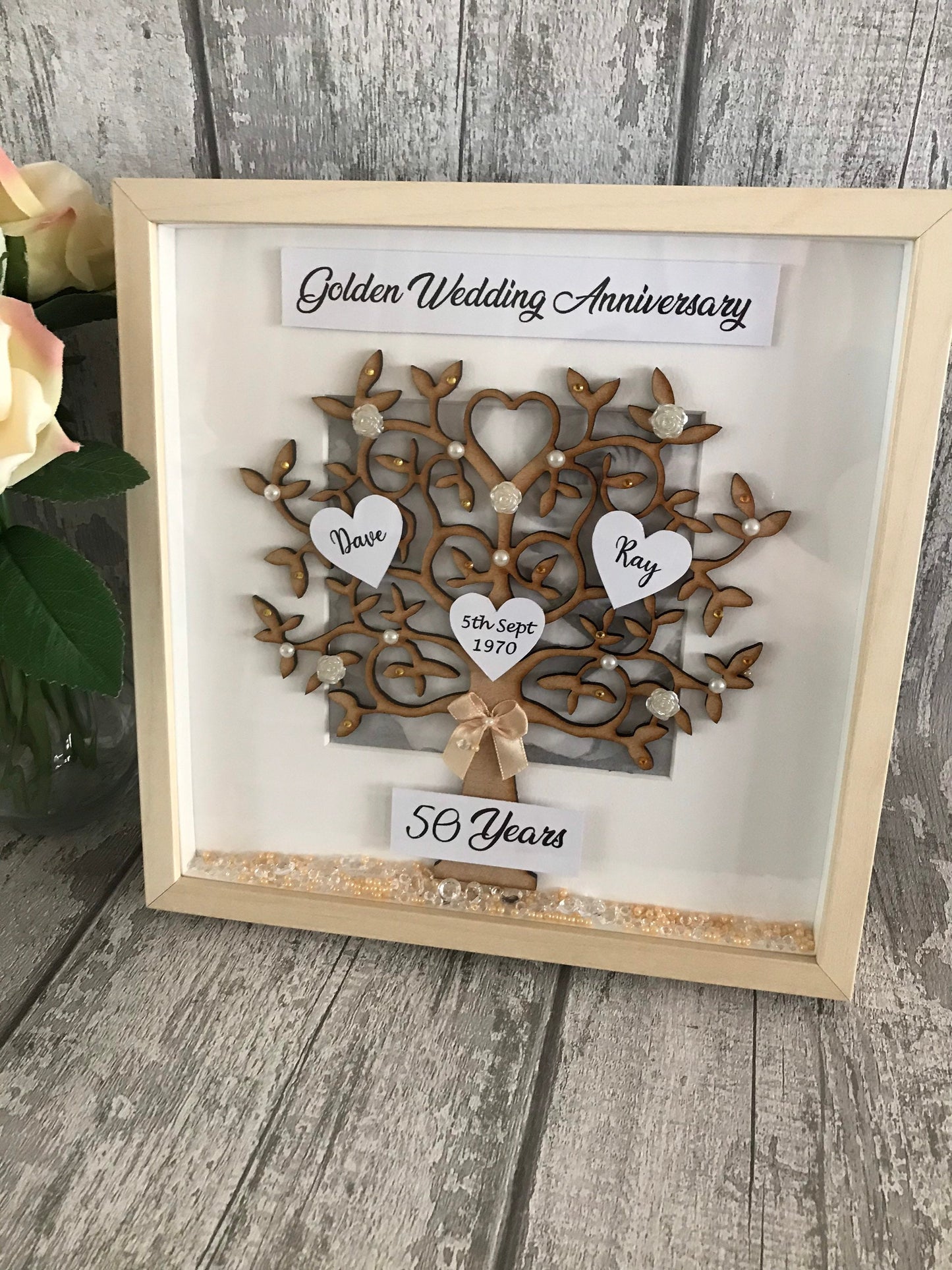 Wedding Anniversary gift, First anniversary frame, 50th wedding anniversary, anniversary tree, Golden anniversary,Ruby anniversary