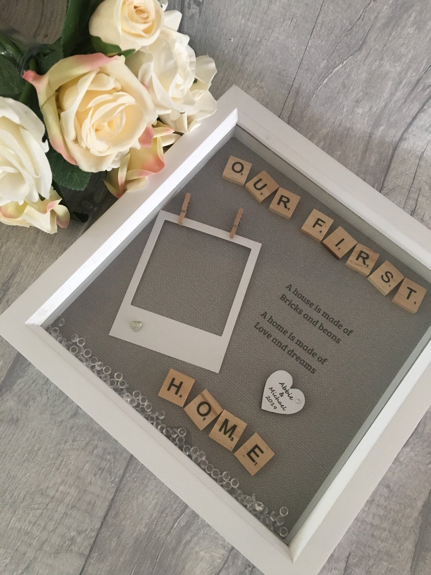 Personalised new home gift, house warming gift, new home scrabble art, new home box frame, first home frame, First home gift,