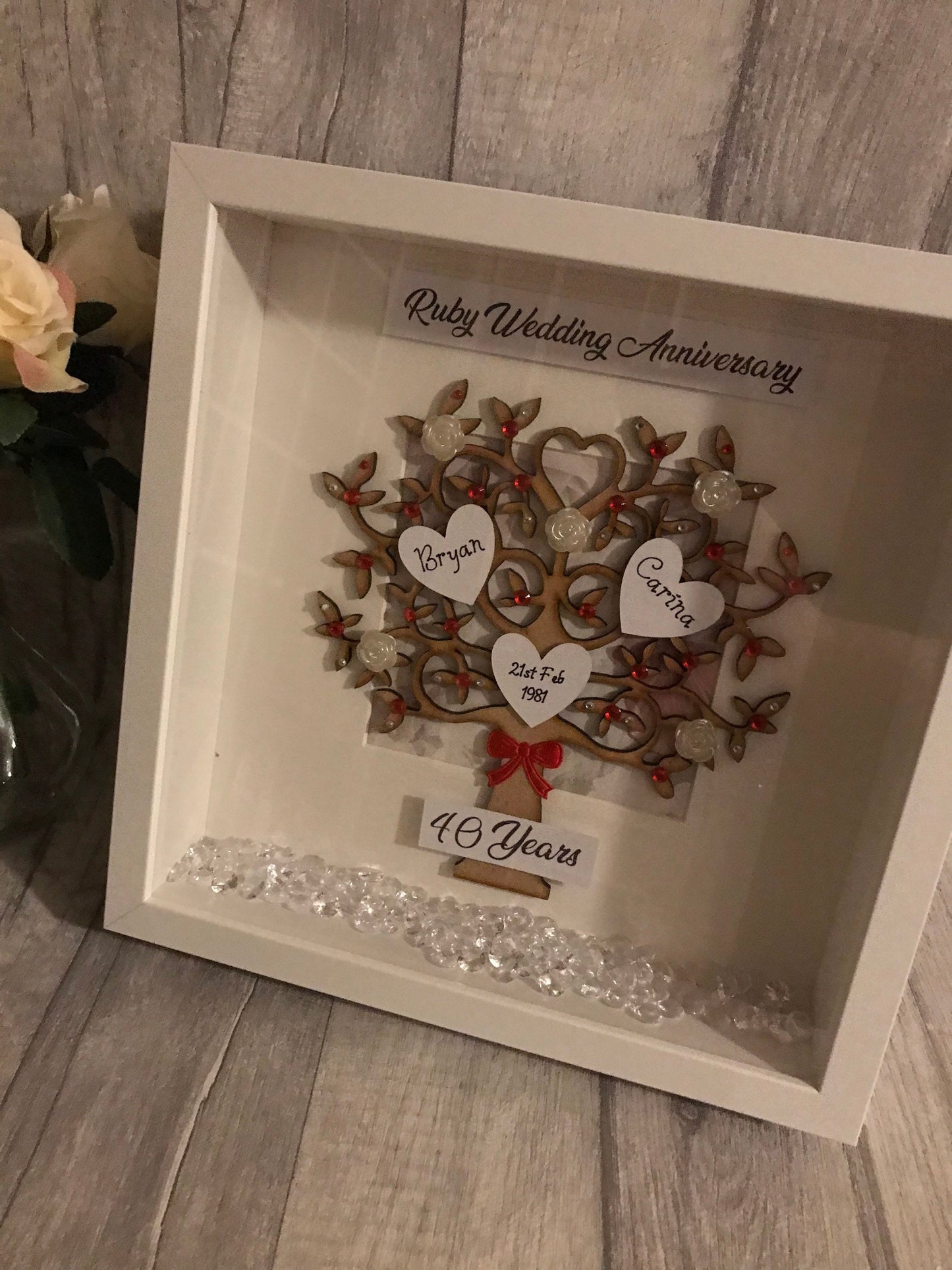 Wedding Anniversary gift, First anniversary frame, 50th wedding anniversary, anniversary tree, Golden anniversary,Ruby anniversary
