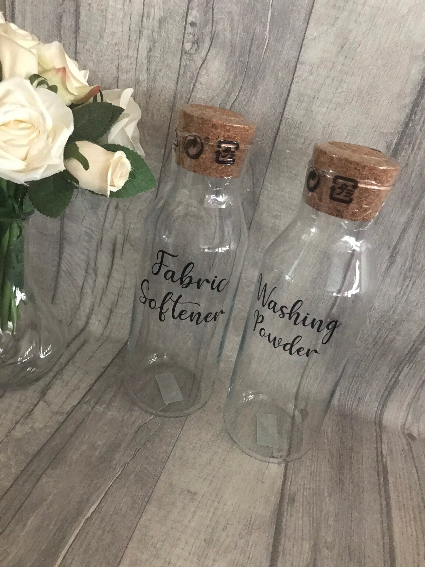 Glass Storage Bottle| Cork Top Bottle |Laundry Jars| Mrs Hinch Bottles| Fabric| Softener