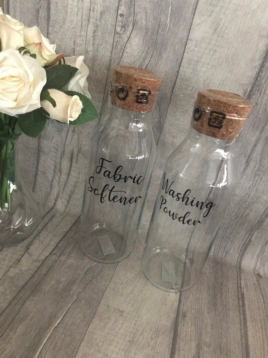 Glass Storage Bottle| Cork Top Bottle |Laundry Jars| Mrs Hinch Bottles| Fabric| Softener