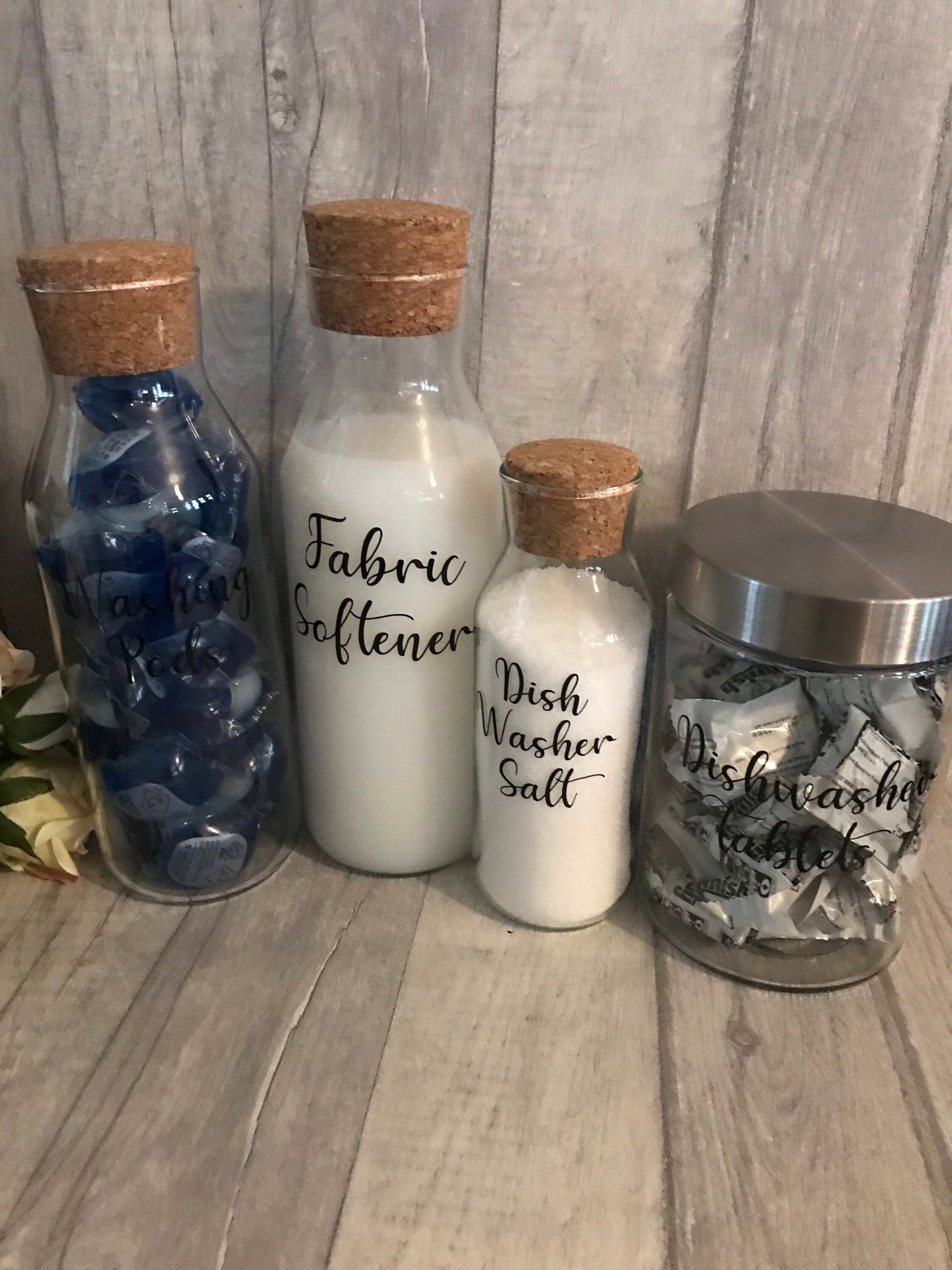 Glass Storage Bottle| Cork Top Bottle |Laundry Jars| Mrs Hinch Bottles| Fabric| Softener
