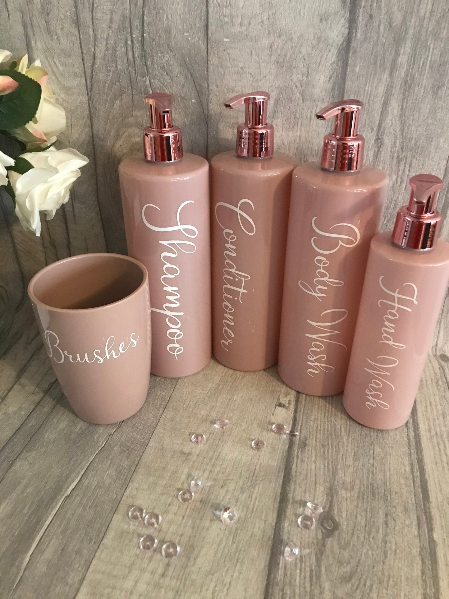 Mrs Hinch inspired bathroom pump bottles, personalised pump bottles , bathroom set