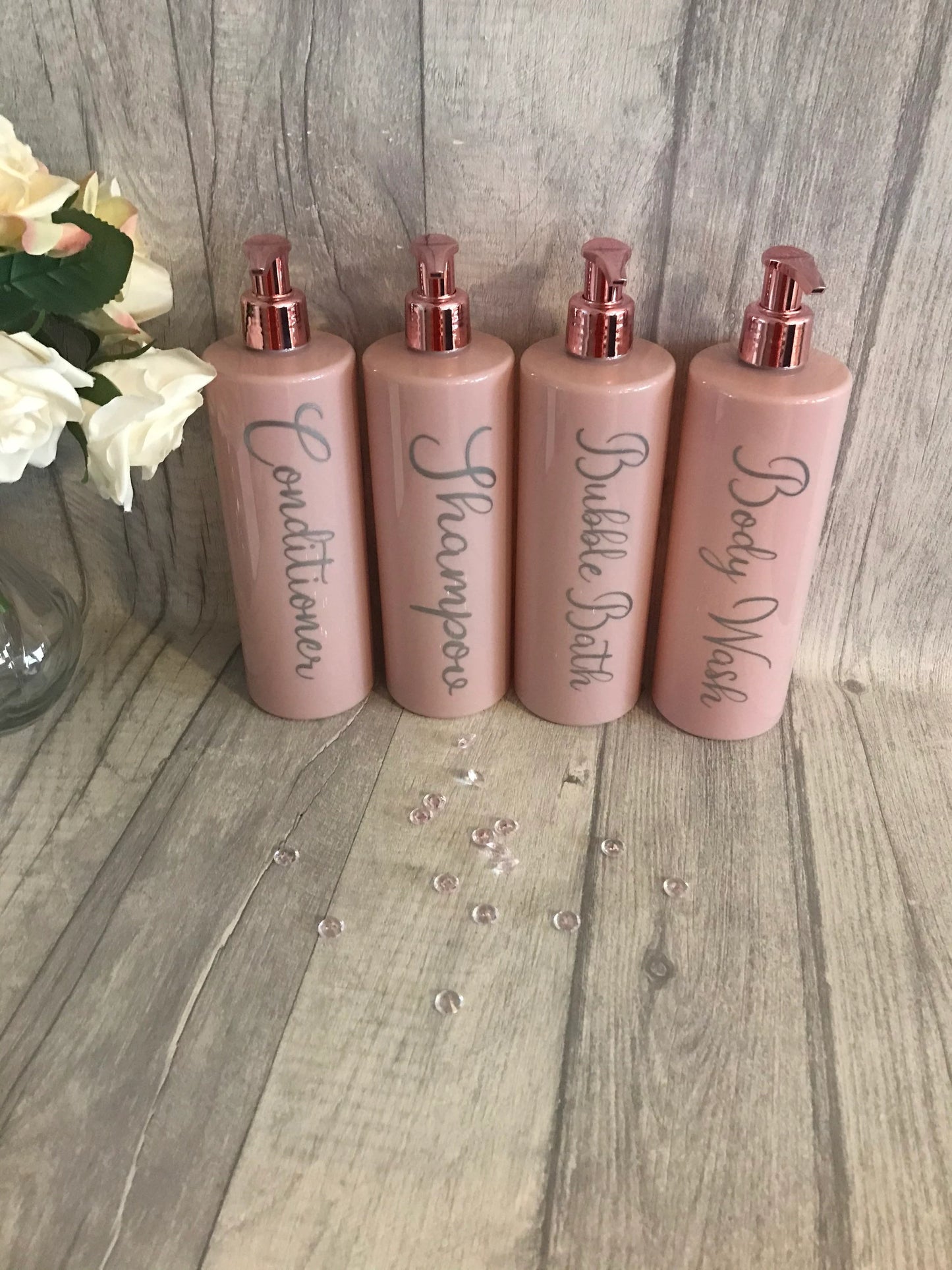 Mrs Hinch inspired bathroom pump bottles, personalised pump bottles , bathroom set