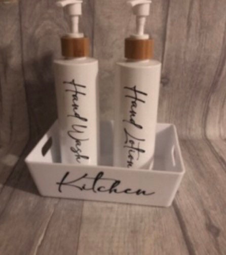 Mrs Hinch inspired bathroom pump bottles, personalised pump bottles , bathroom set (Copy)