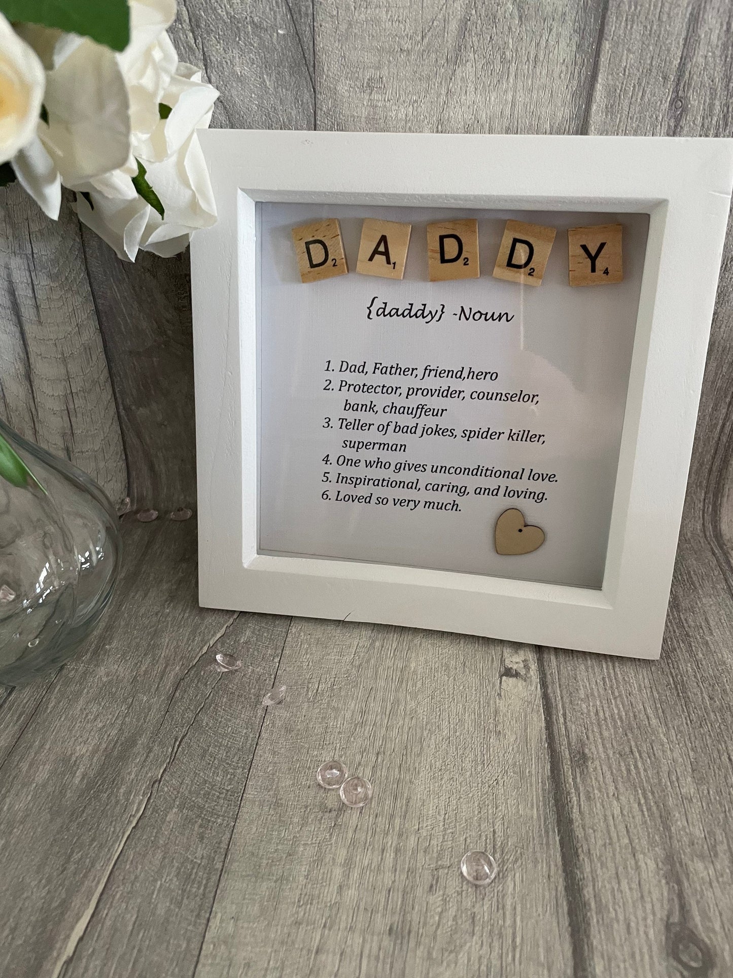 Father’s Day gift, Daddy scrabble frame, Daddy noun frame, Daddy meaning, Dad noun