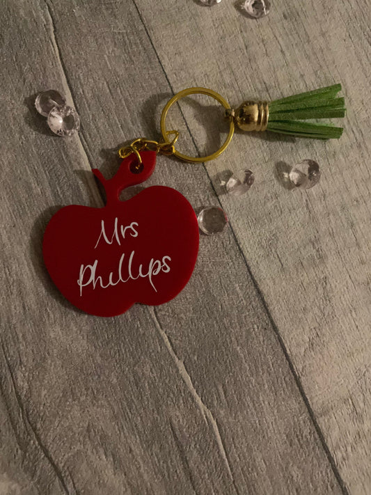 Personalised keyring’s, apple keyring , teacher thank you , teacher appreciation gift