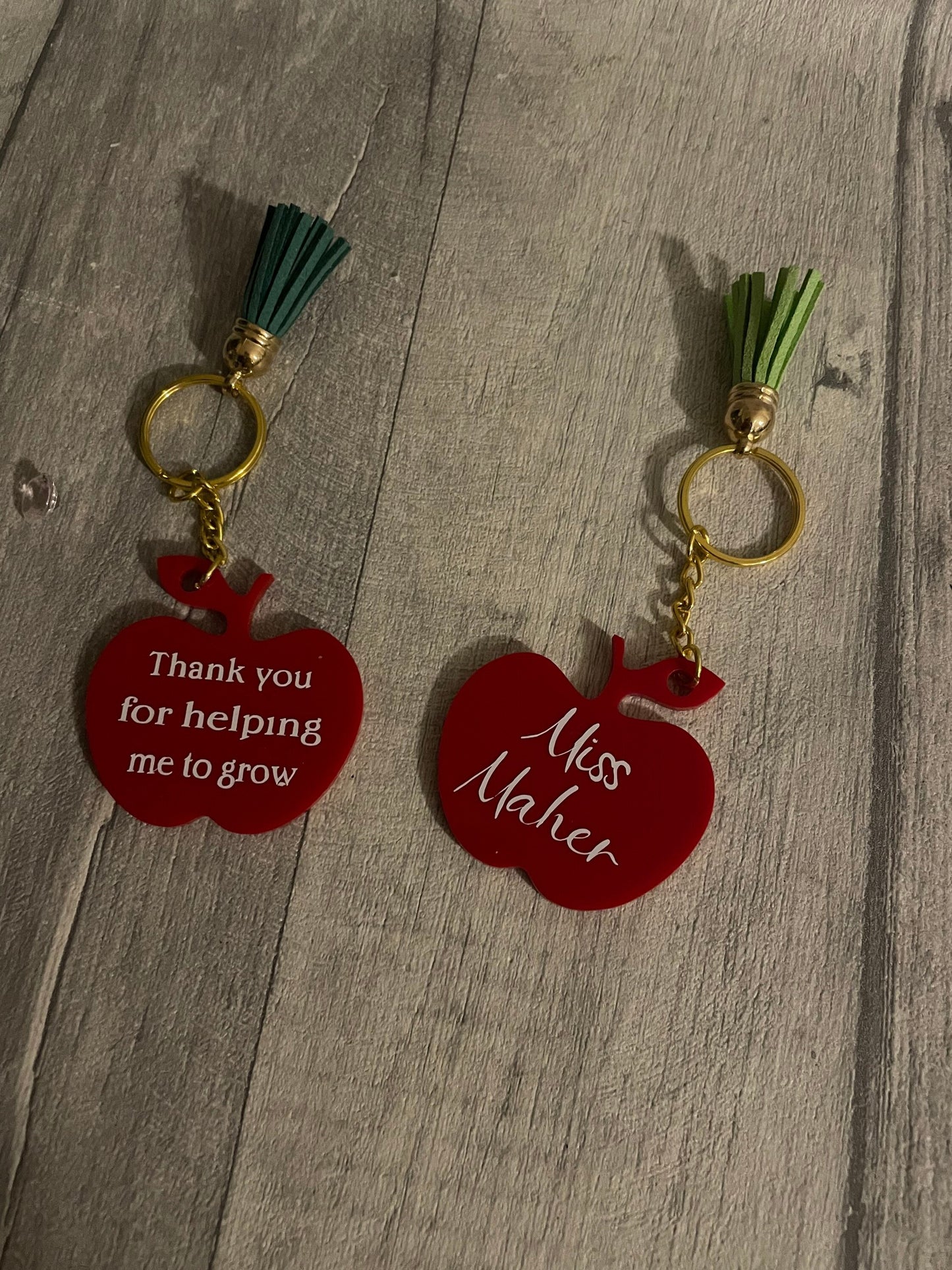 Personalised keyring’s, apple keyring , teacher thank you , teacher appreciation gift