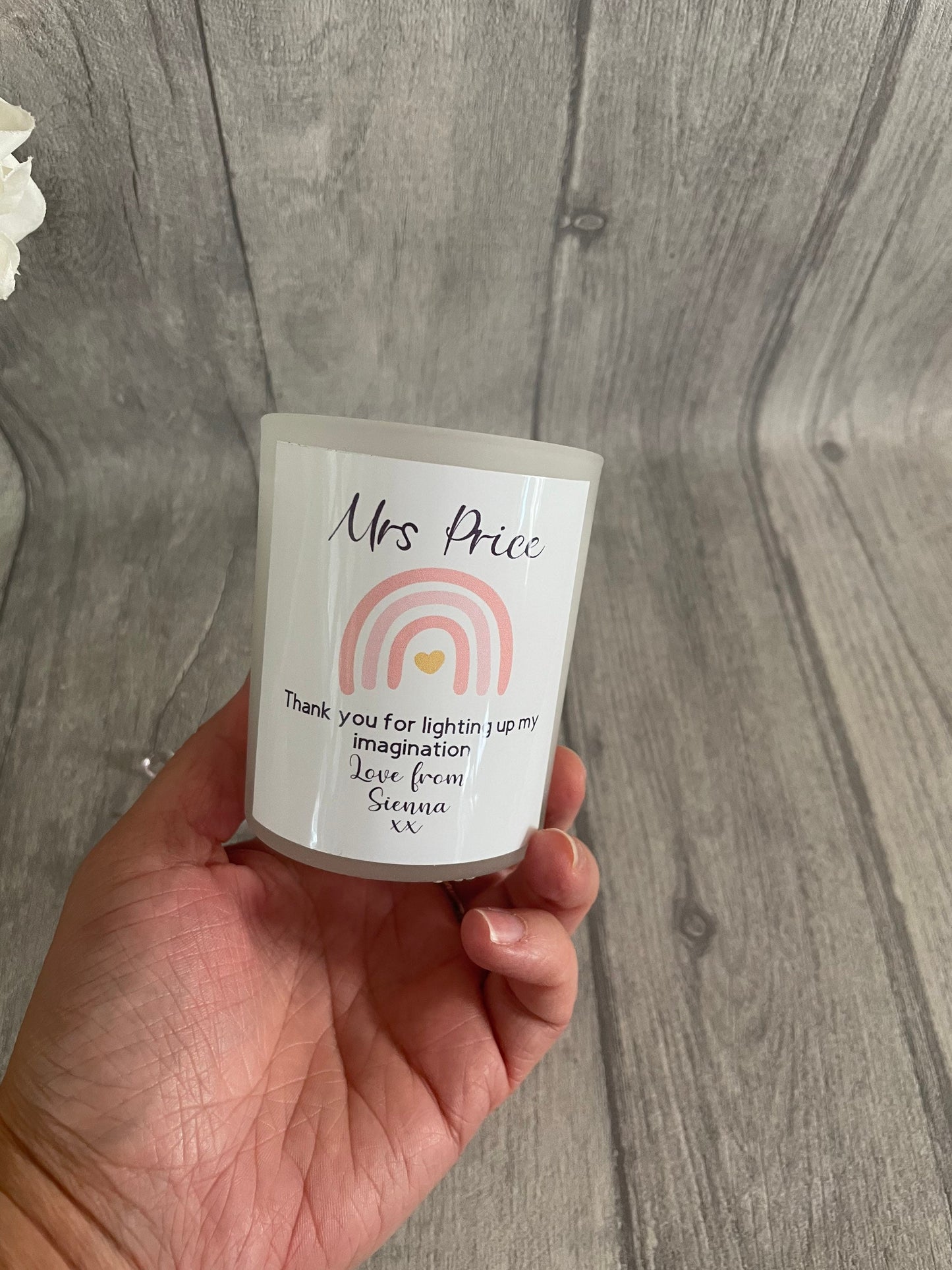 Personalised teacher candle, candler for teacher , teacher thank you gift