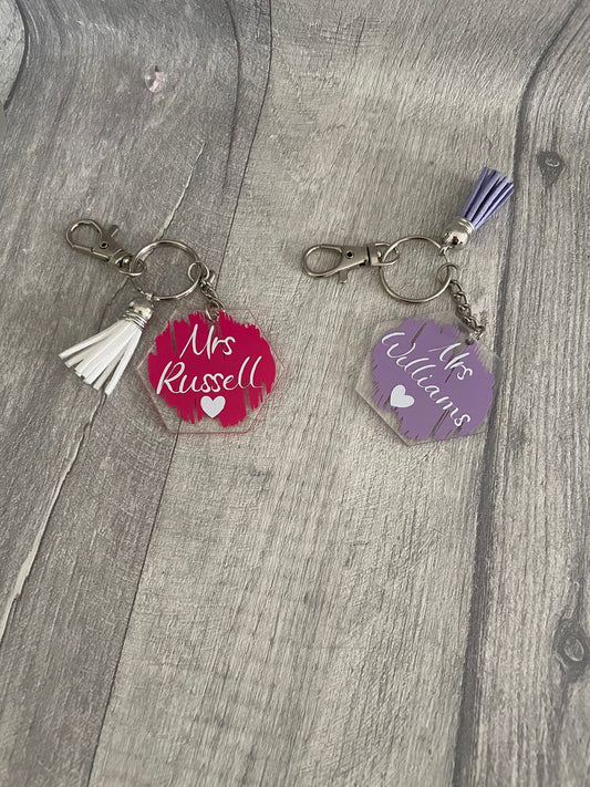 Personalised keyring’s, teacher keyring , teacher thank you , teacher appreciation gift