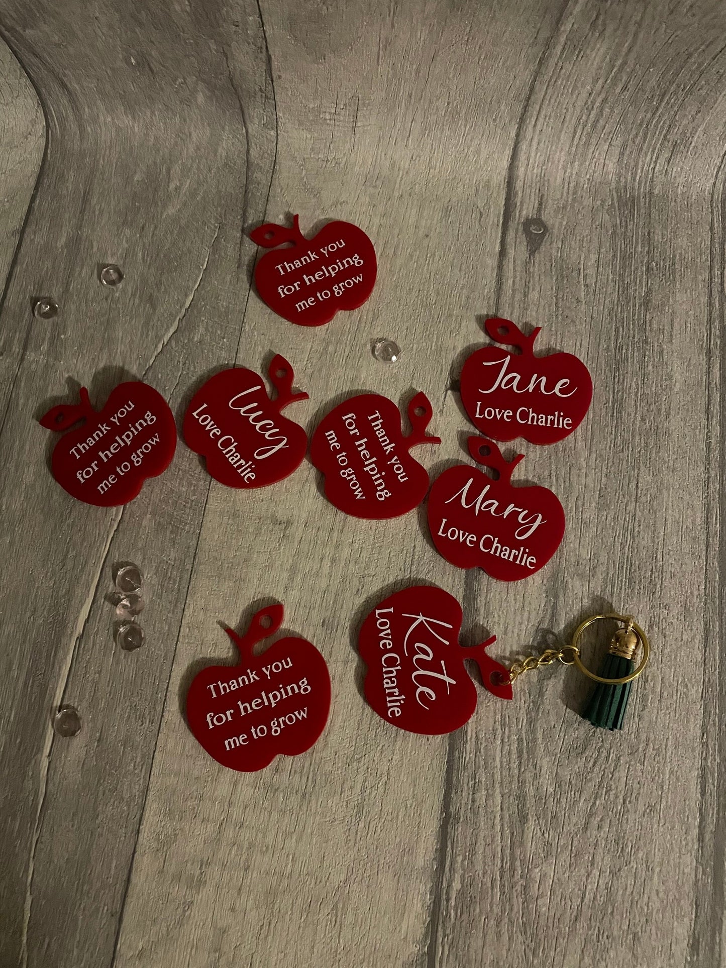 Personalised keyring’s, apple keyring , teacher thank you , teacher appreciation gift