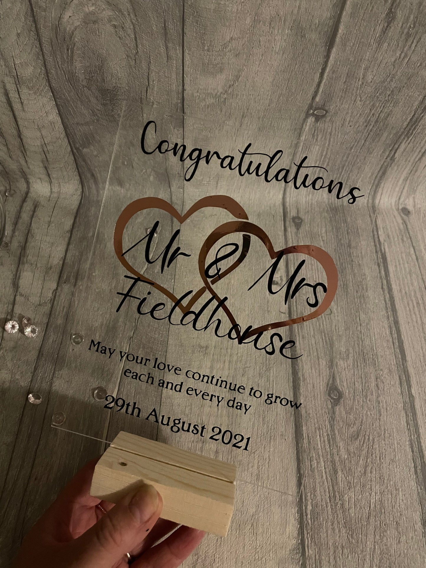 Personalised wedding day gift, wedding day acrylic plaque