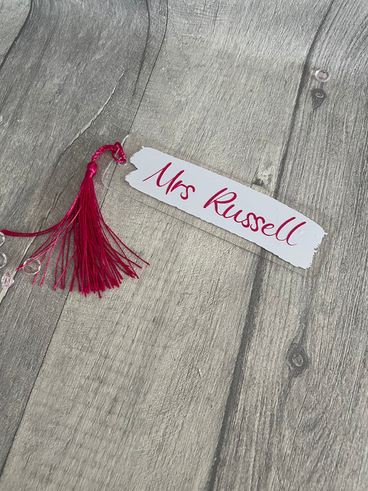 Personalised bookmark, acrylic bookmark, birthday gift