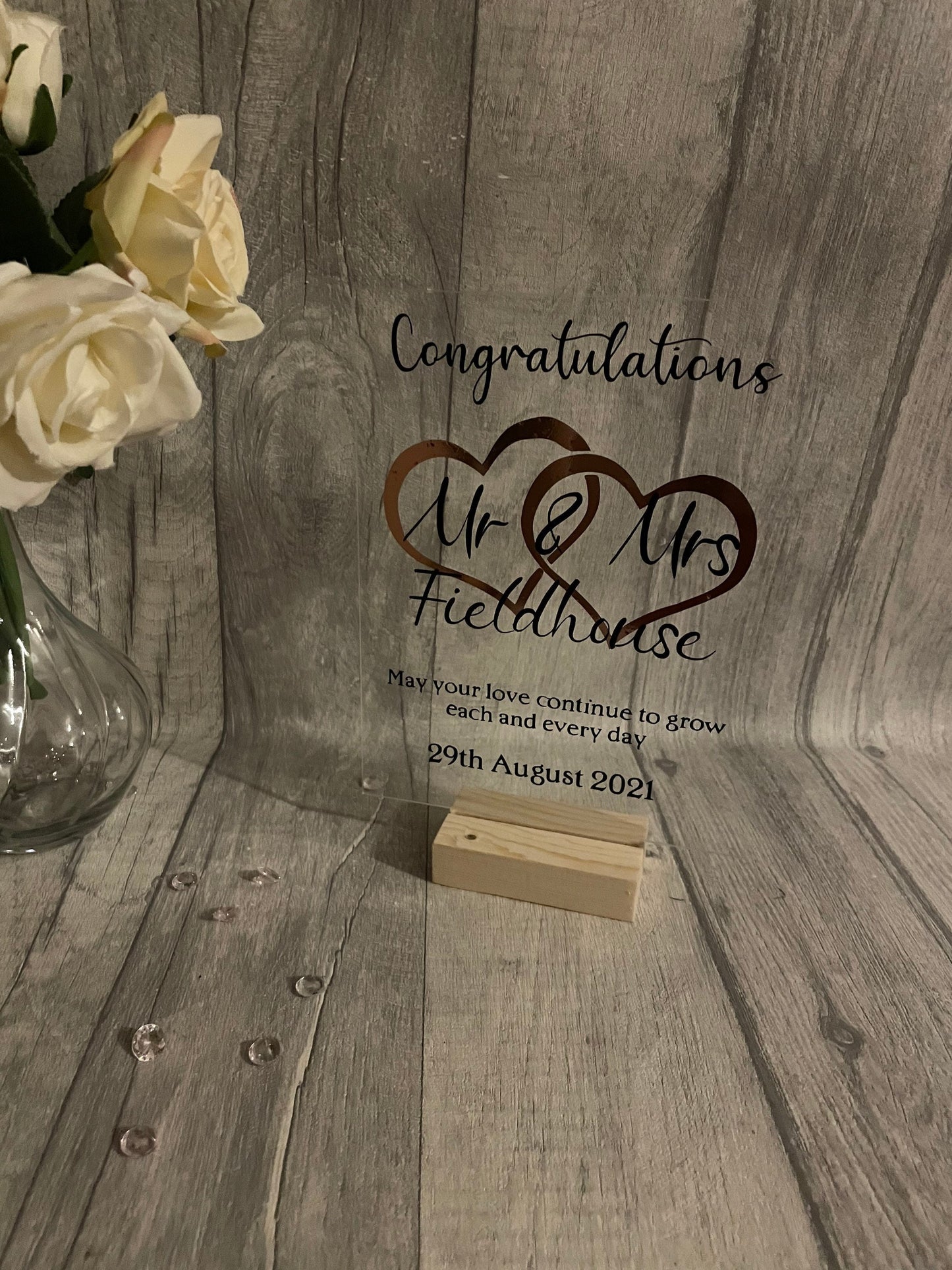 Personalised wedding day gift, wedding day acrylic plaque
