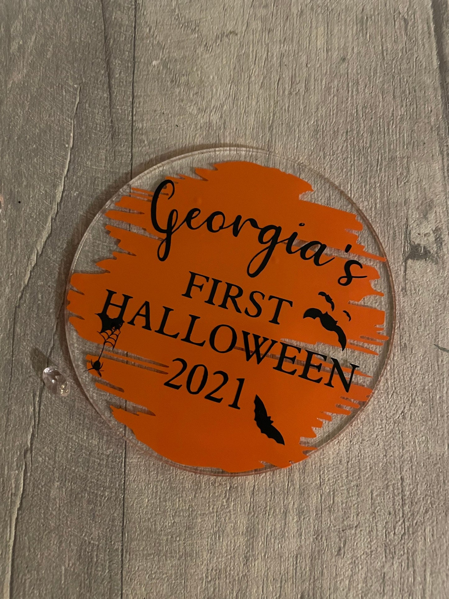 Personalised first Halloween disc, Halloween prop, my first Halloween