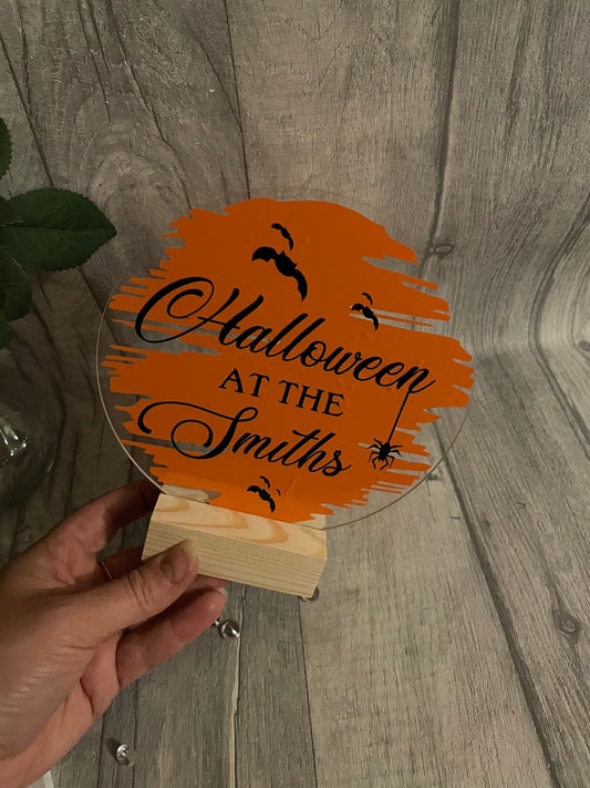 Personalised family sign, family sign for Halloween, Halloween at the