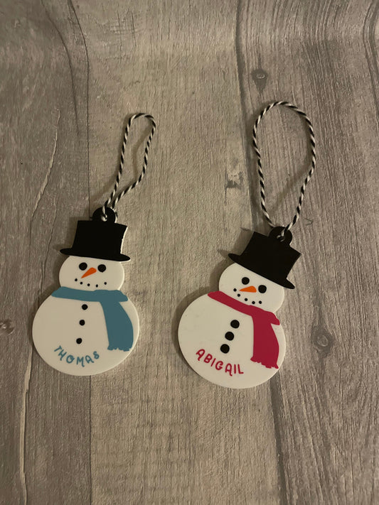Personalised Christmas bauble, snowman bauble, Christmas tree decoration