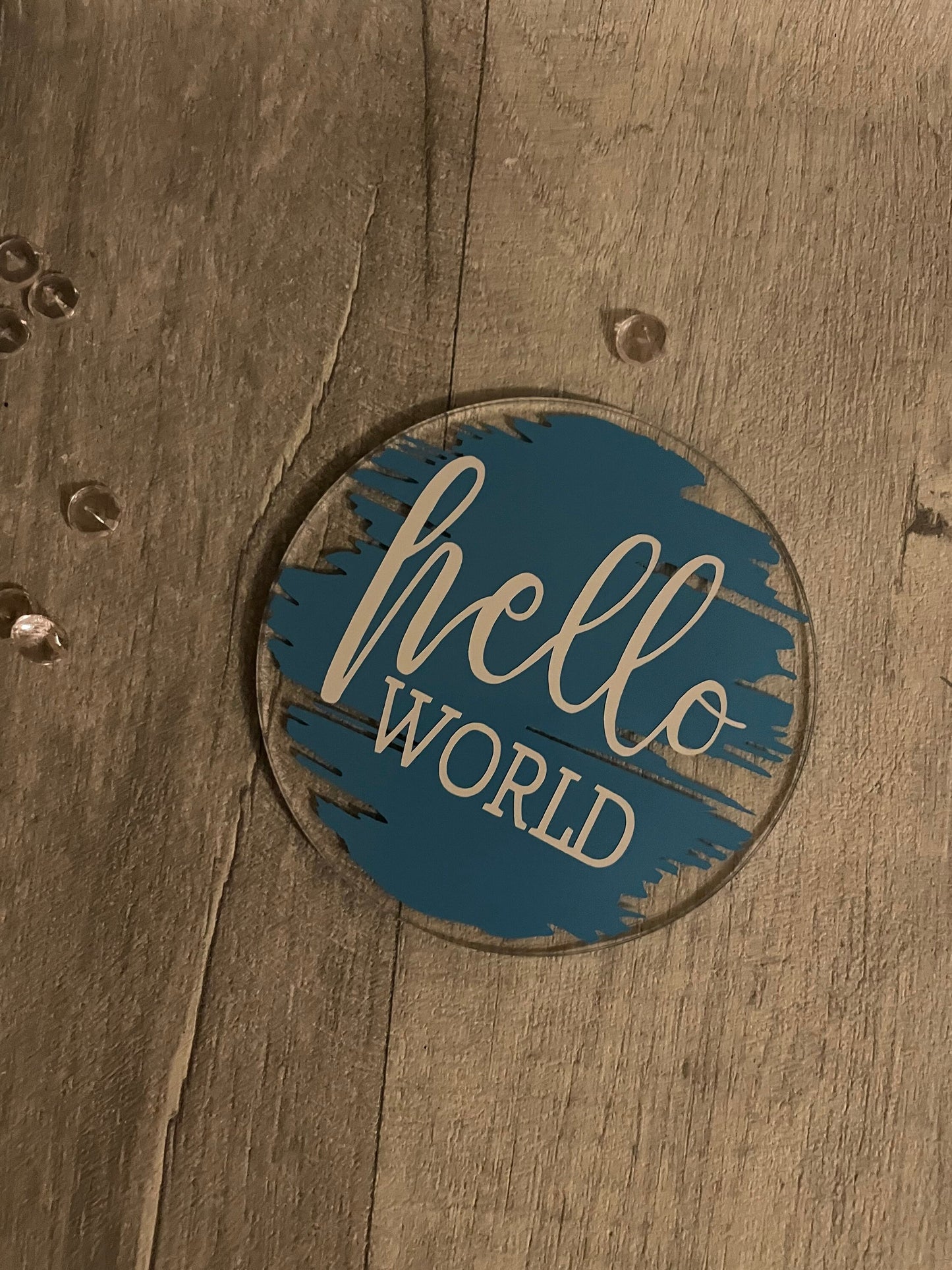Personalised welcome to the world disc, welcome to the world sign, new baby announcement