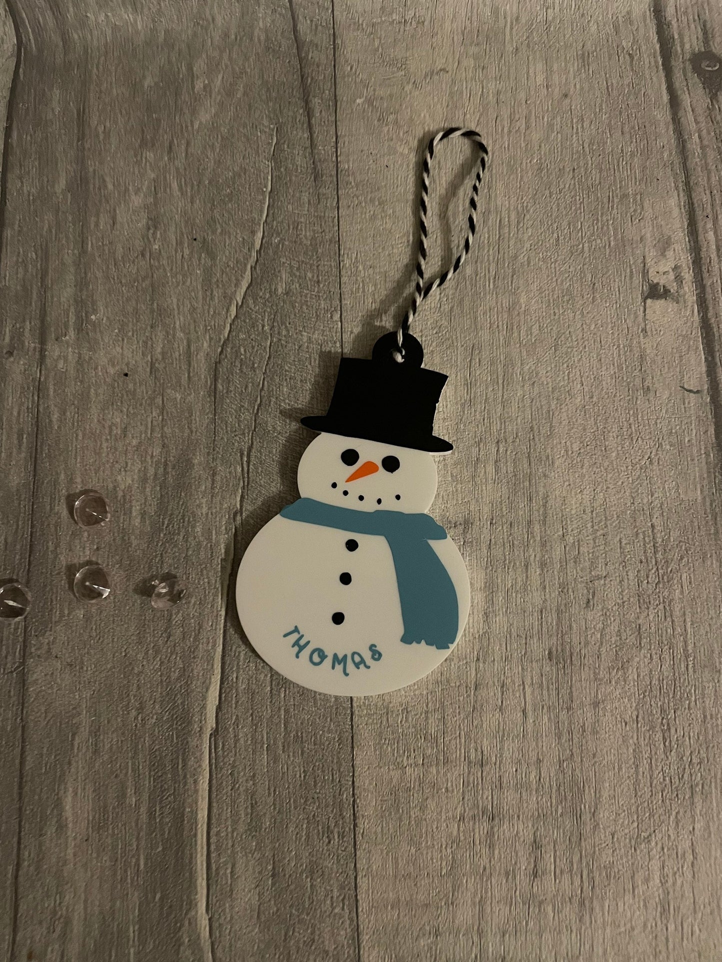 Personalised Christmas bauble, snowman bauble, Christmas tree decoration