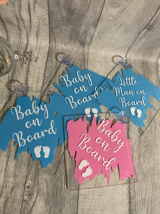 Baby on board sign, suction sign , little people on board, baby shower gift, new baby gift