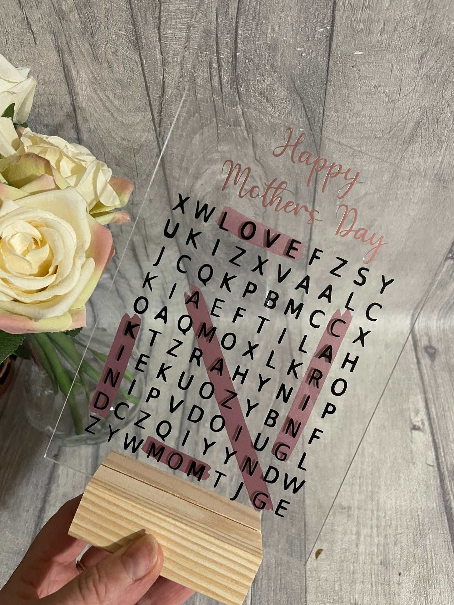 Personalised mother gift, word search plaques,Mothers Day Plaque, Acrylic plaque, gift for her,gift for him,gift for mom, gift for nan