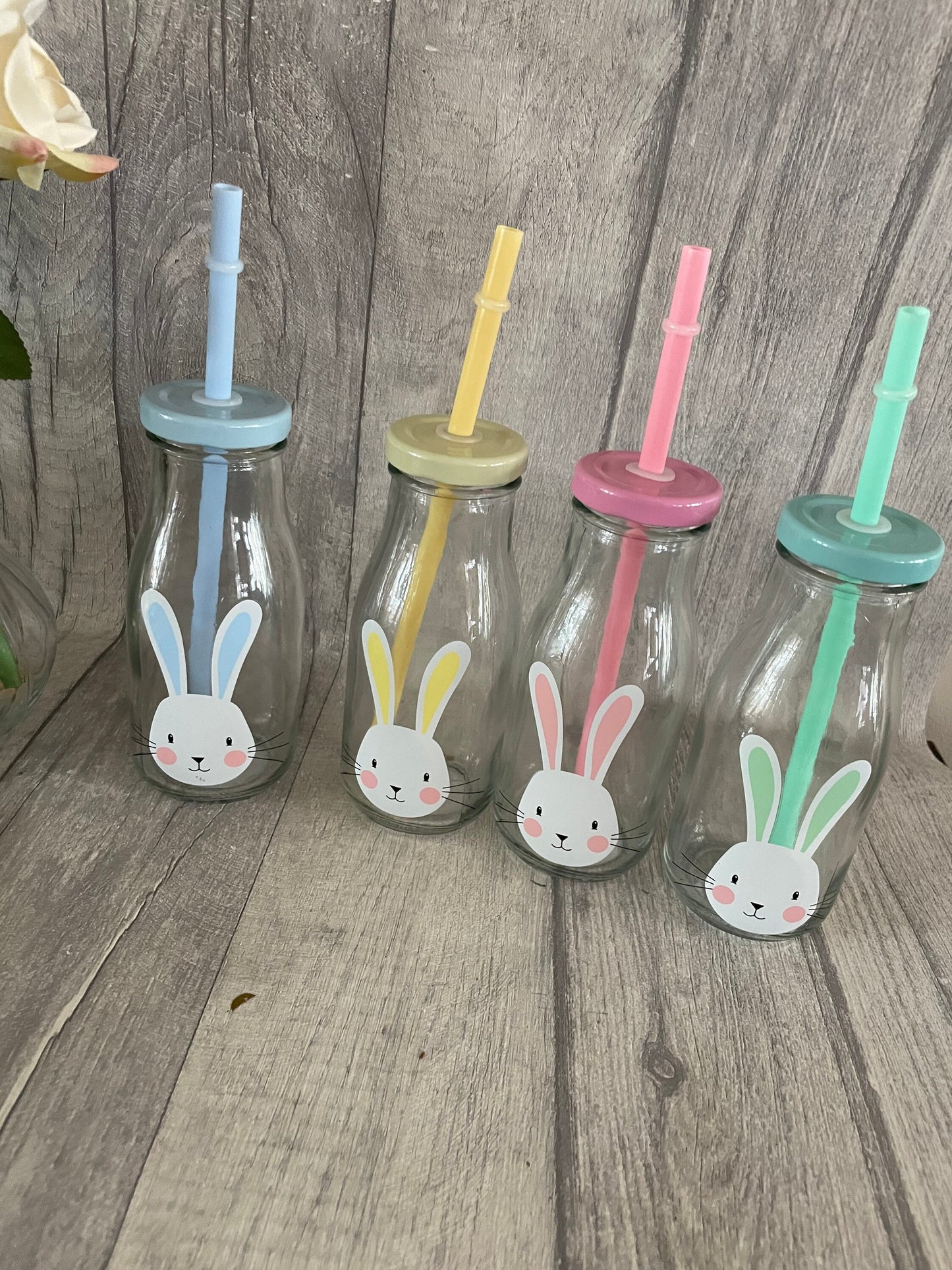 Personalised Easter bottle, glass milk bottle, Easter milk bottle, bunny bottles , Easter gift for kids