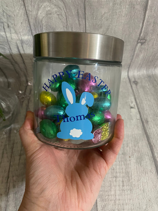 Personalised Easter Jar, glass Jar , Easter sweet Jar , Easter gift for kids