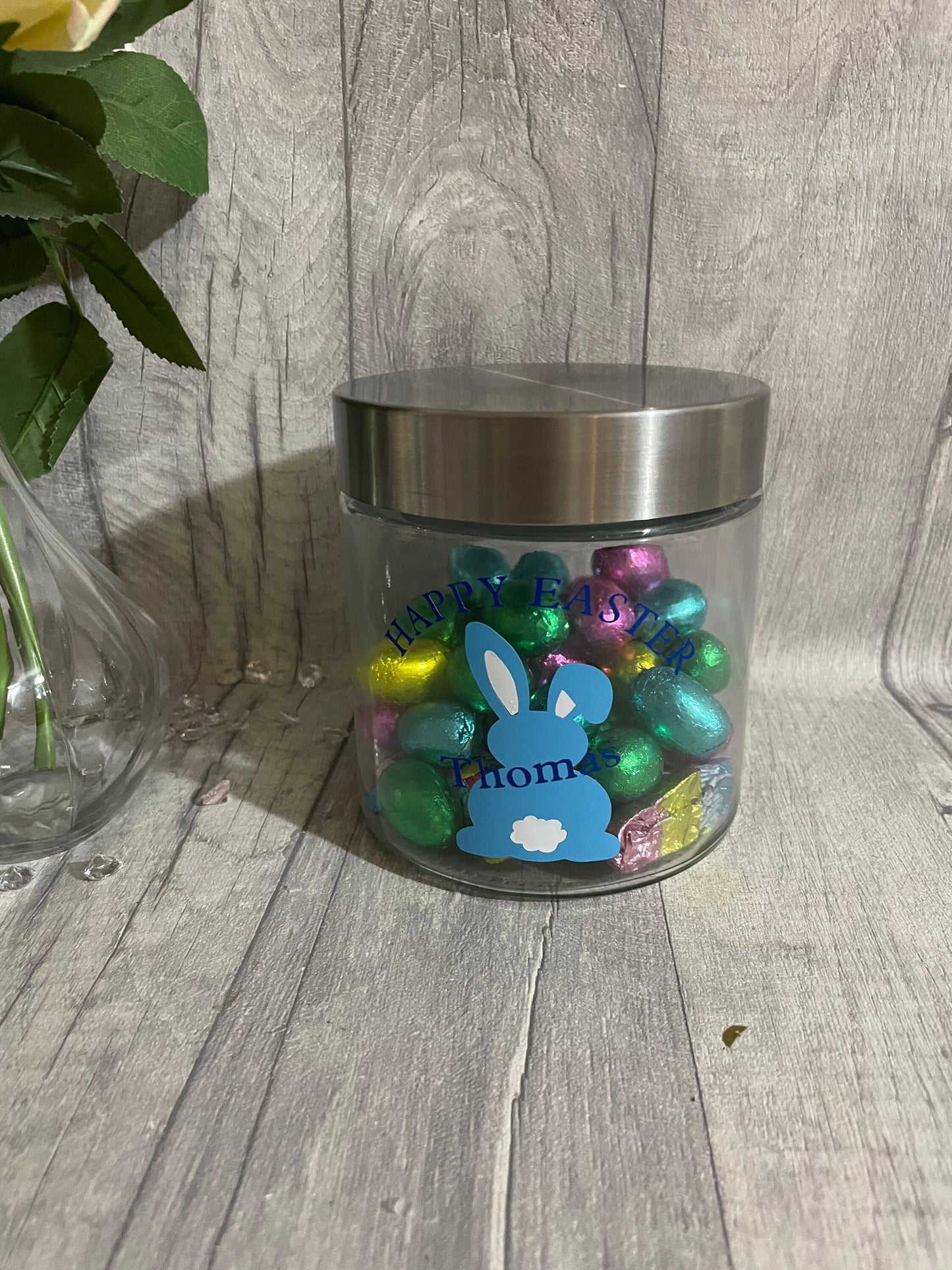 Personalised Easter Jar, glass Jar , Easter sweet Jar , Easter gift for kids