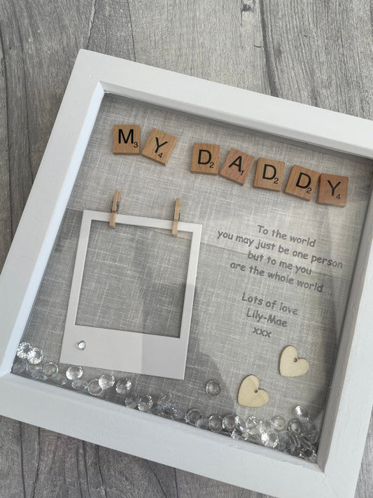 Personalised gift for dad, Daddy Scrabble box Frame, Father’s Day Gift