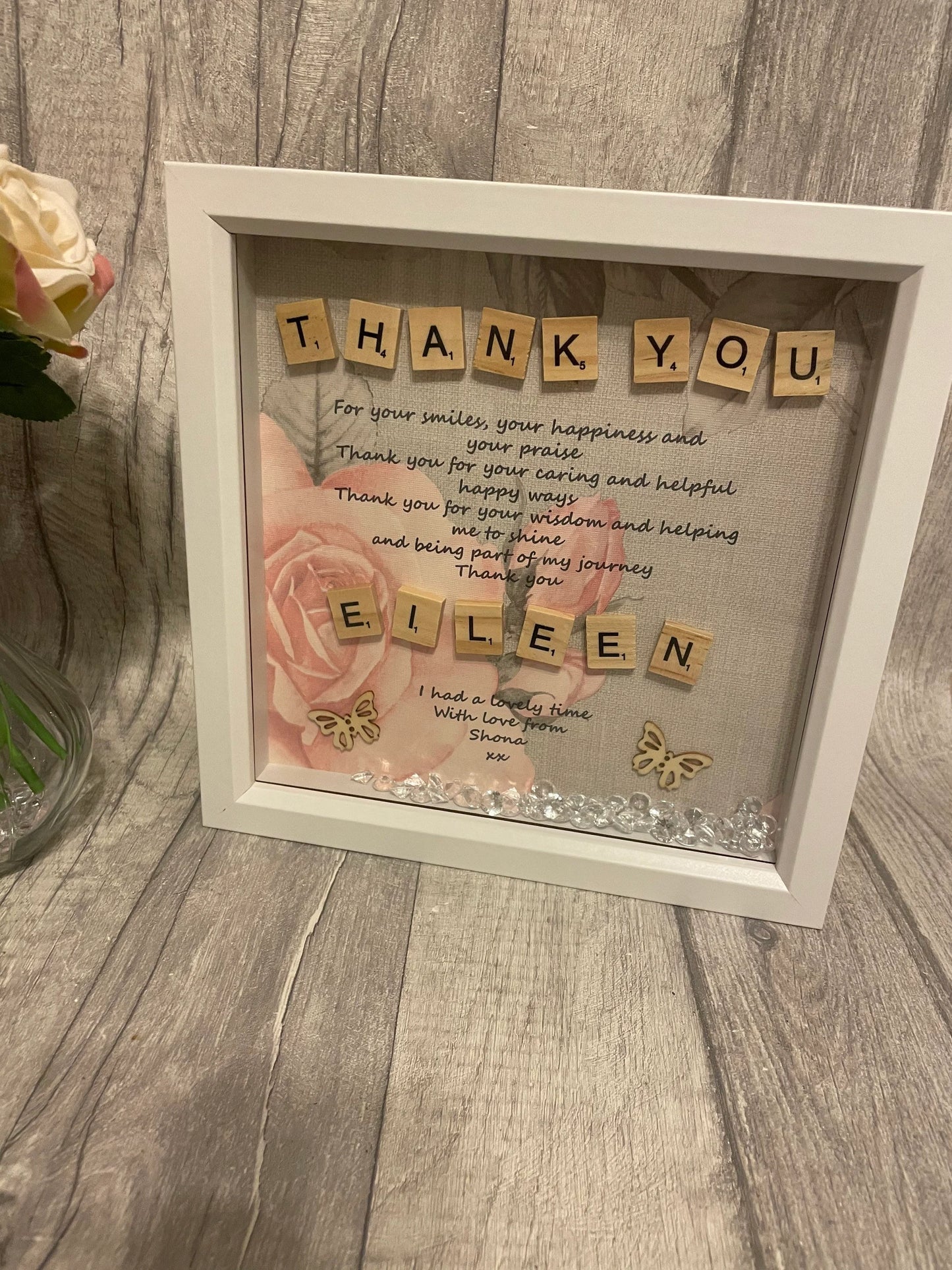 Teacher thank you gift, Personalised Thank You gift , Scrabble box Frame