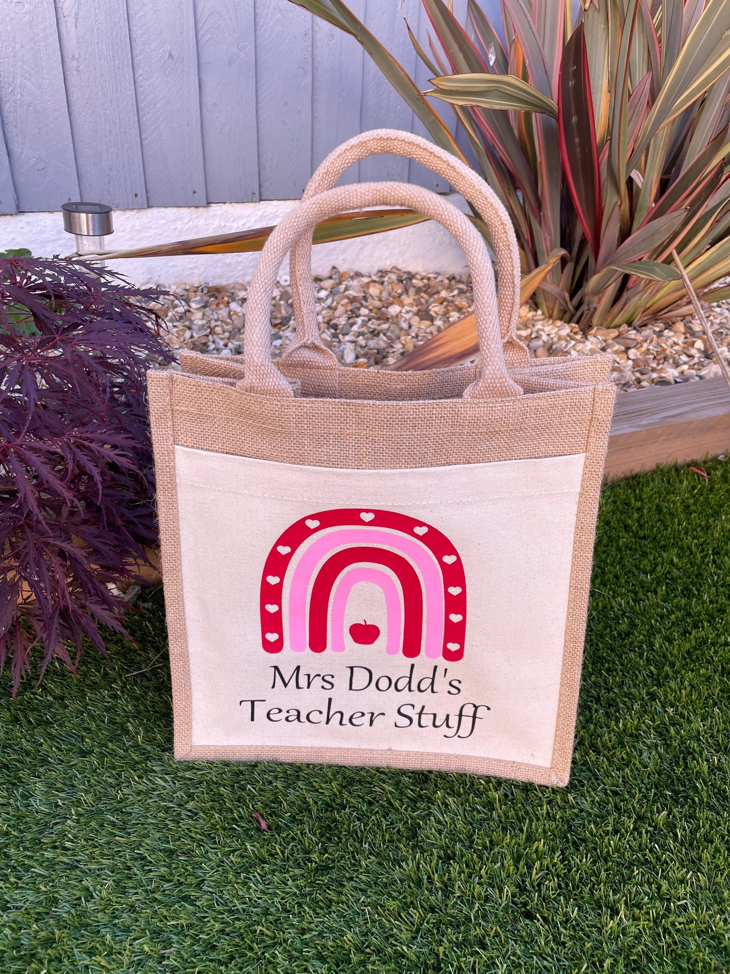 Personalised jute bag , teacher bag, teacher tote bag , teacher appreciation gift