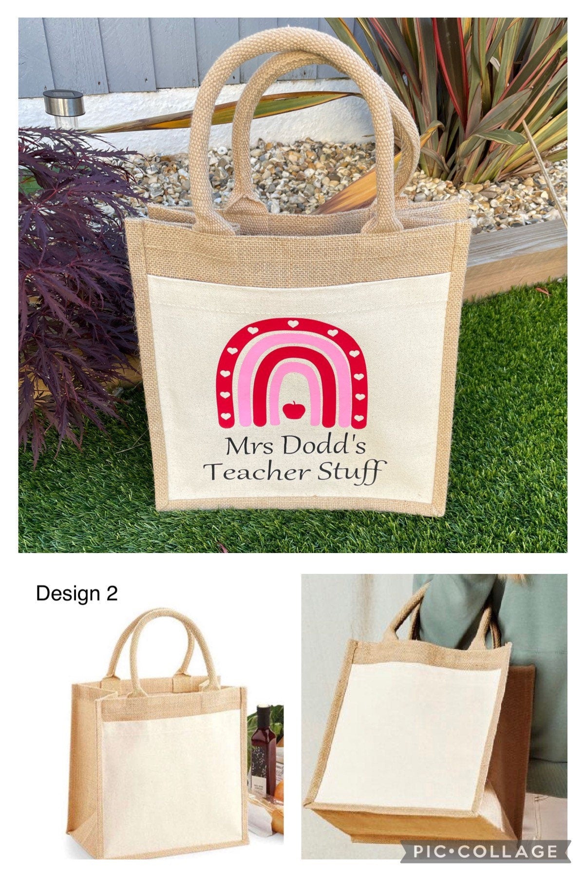 Personalised jute bag , teacher bag, teacher tote bag , teacher appreciation gift