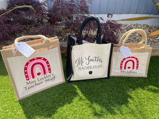 Personalised jute bag , teacher bag, teacher tote bag , teacher appreciation gift