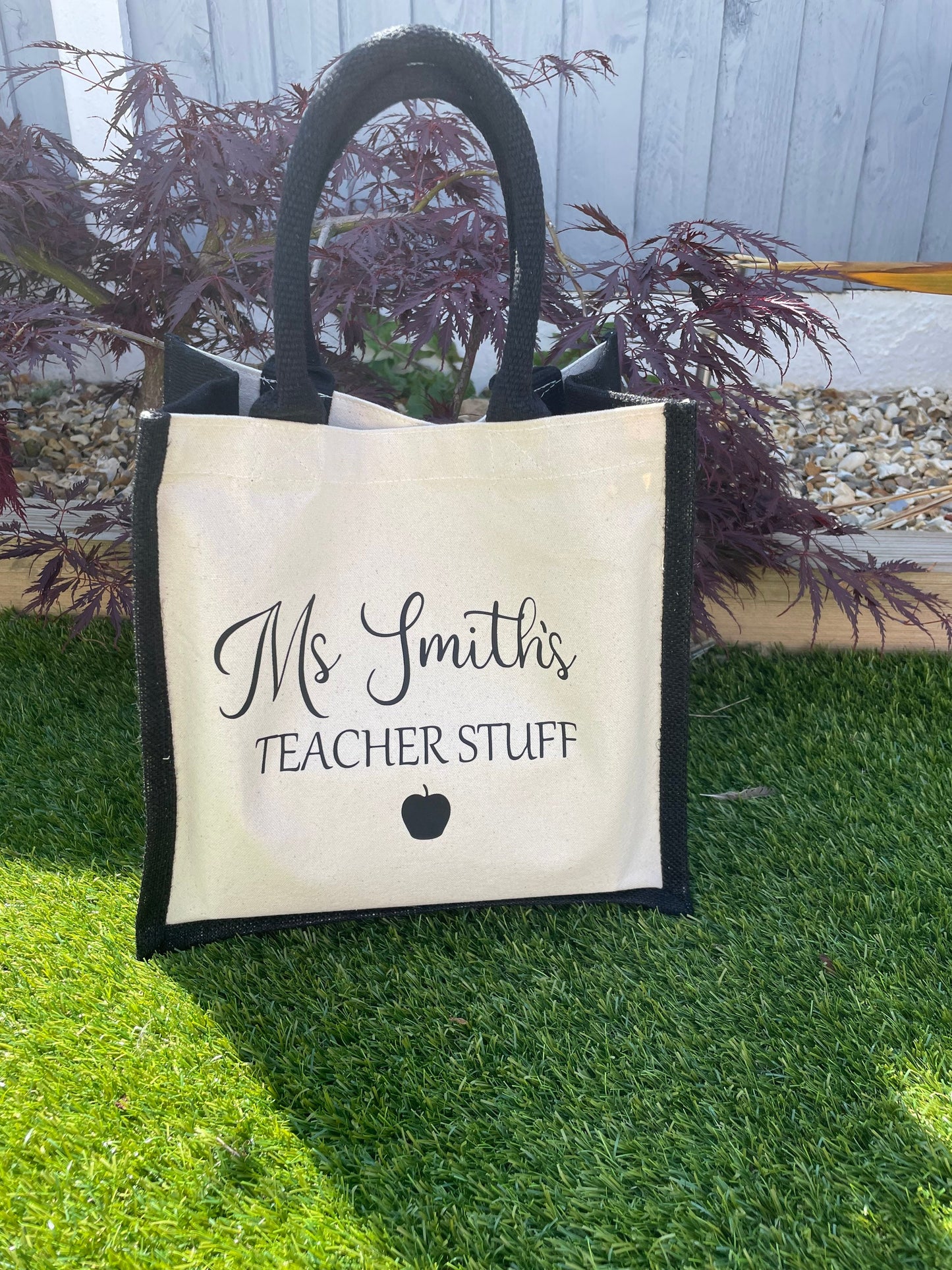 Personalised jute bag , teacher bag, teacher tote bag , teacher appreciation gift