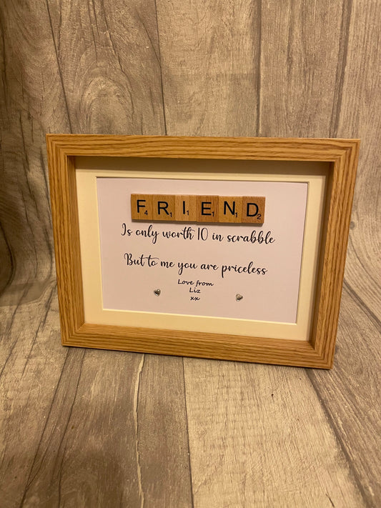 Friend scrabble frame, Gift for friend , personalised gift for friend, best friend gift