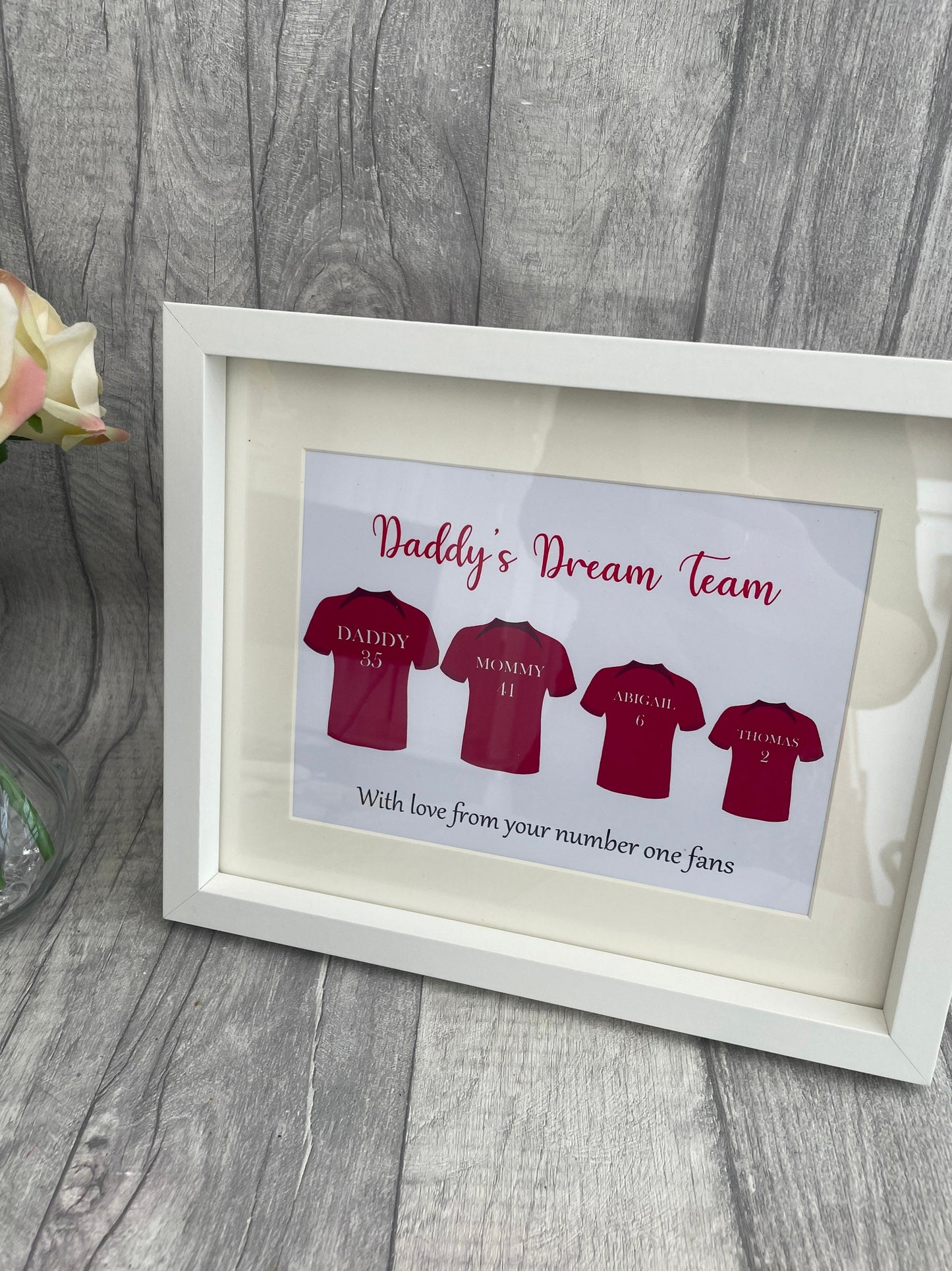 Personalised Daddy’s Team T shirt print , Fathers Day Gift, Gift for Daddy, Football Shirt Print
