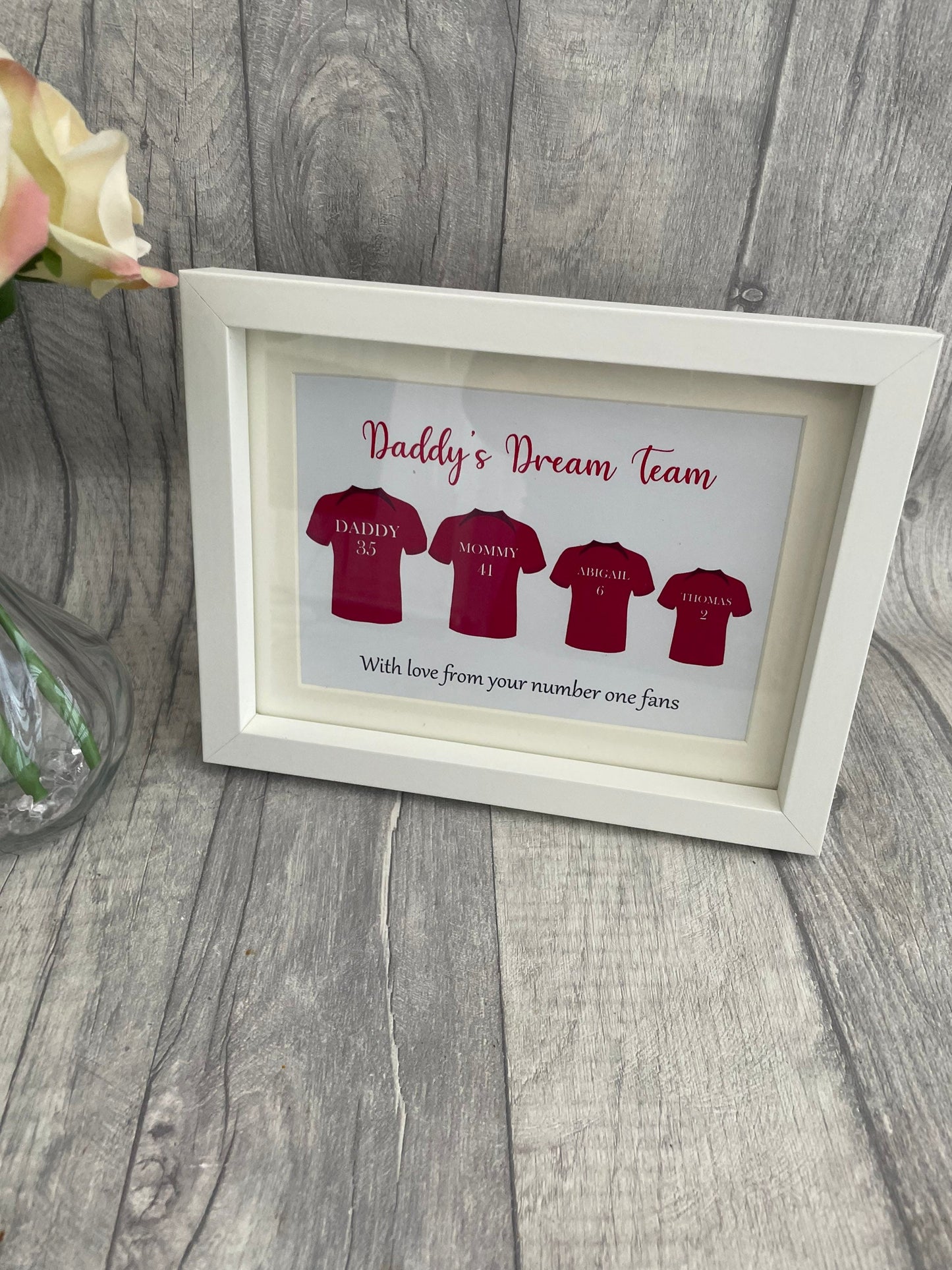 Personalised Daddy’s Team T shirt print , Fathers Day Gift, Gift for Daddy, Football Shirt Print