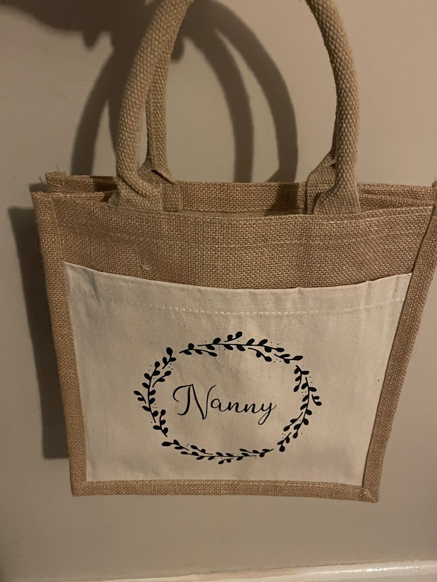 Personalised jute bag , bag for nanny, gift for nanny, personalised appreciation gift