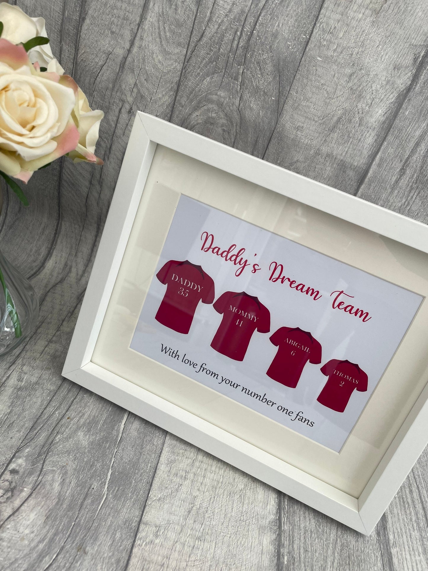 Personalised Daddy’s Team T shirt print , Fathers Day Gift, Gift for Daddy, Football Shirt Print