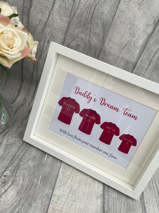 Personalised Daddy’s Team T shirt print , Fathers Day Gift, Gift for Daddy, Football Shirt Print