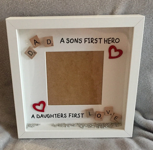 Personalised gift for dad, Daddy Scrabble box Frame, Father’s Day Gift, Personalised Scrabble Frame, A sons first hero
