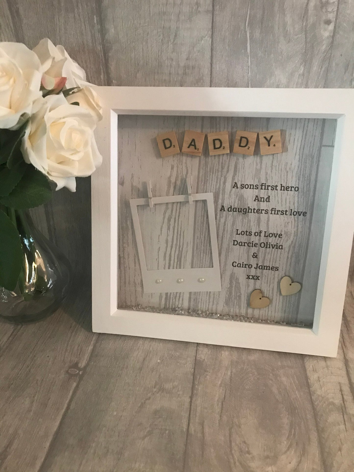 Personalised gift for dad, Daddy Scrabble box Frame, Father’s Day Gift, Personalised Scrabble Frame, A sons first hero