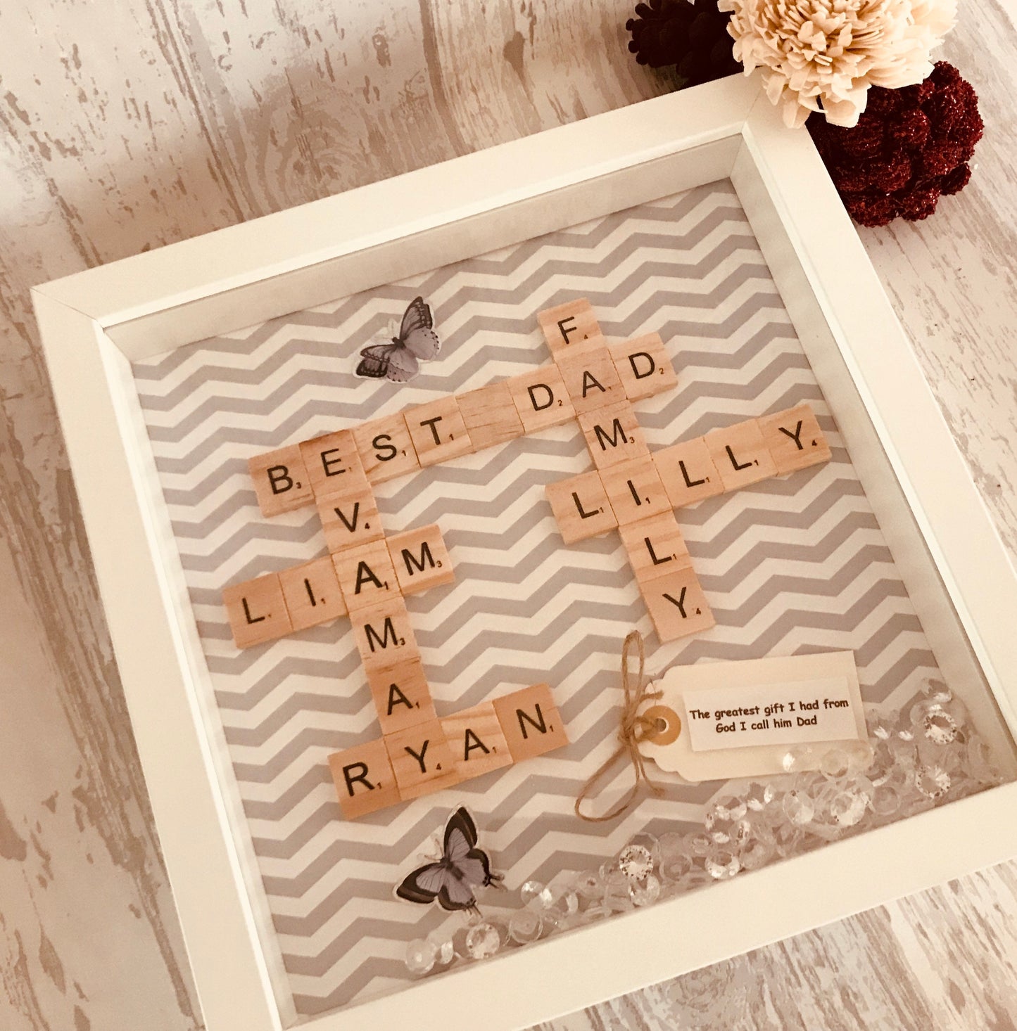 Personalised gift for dad, Daddy Scrabble box Frame, Father’s Day Gift, Personalised Scrabble Frame,